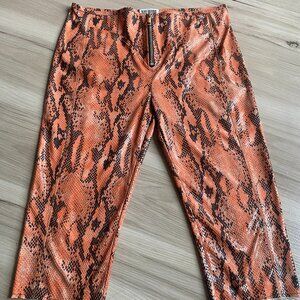 Nhu Duong Designer Orange Snake Skin Zip up ankle pants, size 6